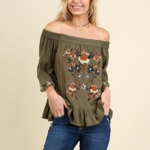Umgee embroidered off the shoulder top